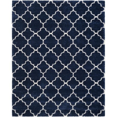 Safavieh 10 x 14 ft. Hudson Shag Power Loomed Large Rectangle Area Rug, Navy and Ivory SGH282C-10